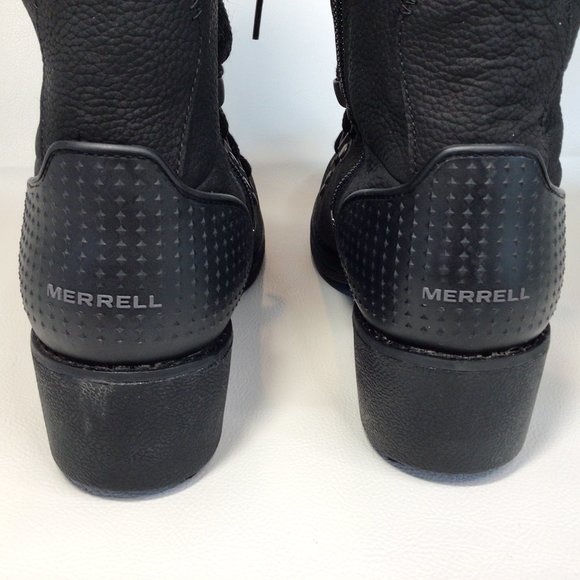 Merrell Winter Boots Black Leather Calf Height NEW - Picture 11 of 12